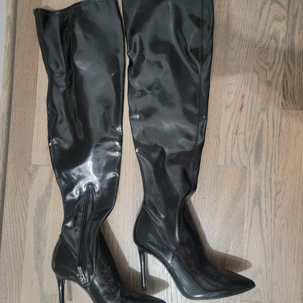 Jessica Simpson Shiny Black Over the Knee Boots